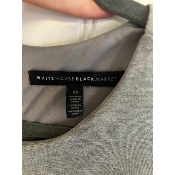 White House Black Market Gray Sleeveless Ponte Fit-And-Flare Dress‎ Sz 12 - Picture 3 of 5